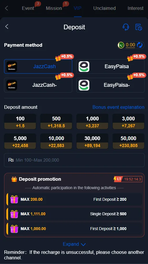 deposit on app with just simple steps